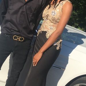 Black and Gold Prom Dress
